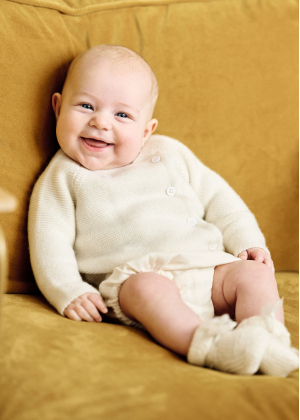 Chaussons de naissance en cachemire blanc pour bébé - Omi