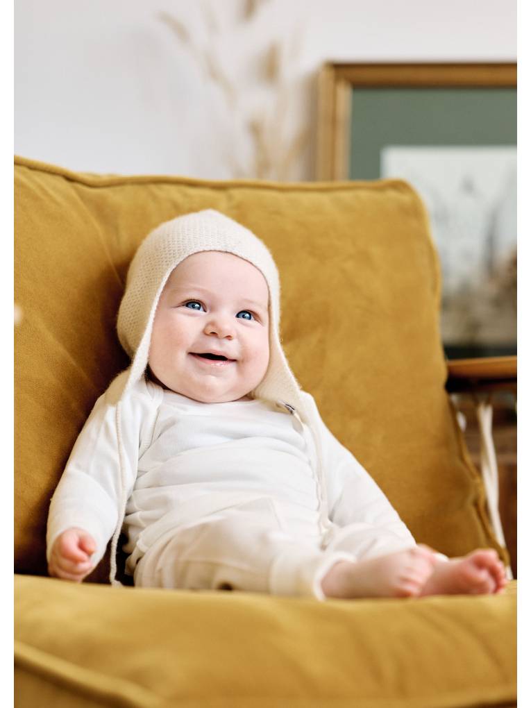 Bonnet de naissance en cachemire blanc pour bébé - Malgo