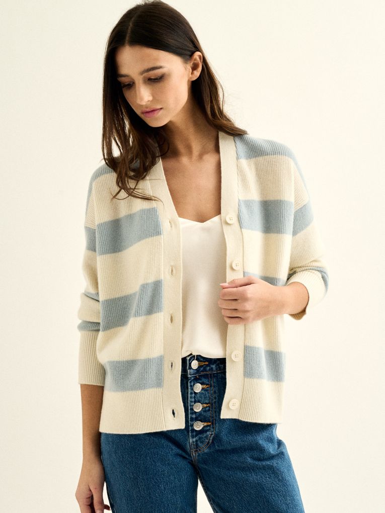 Cardigan femme sales bleu ciel