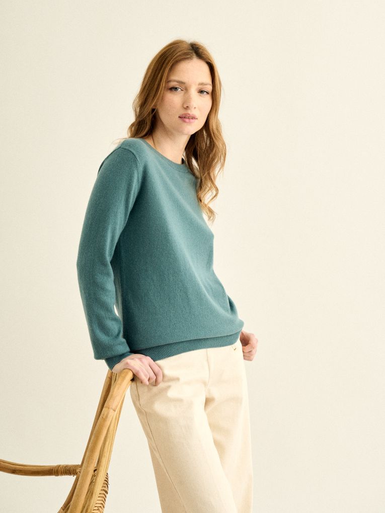 Pull cachemire bleu canard online