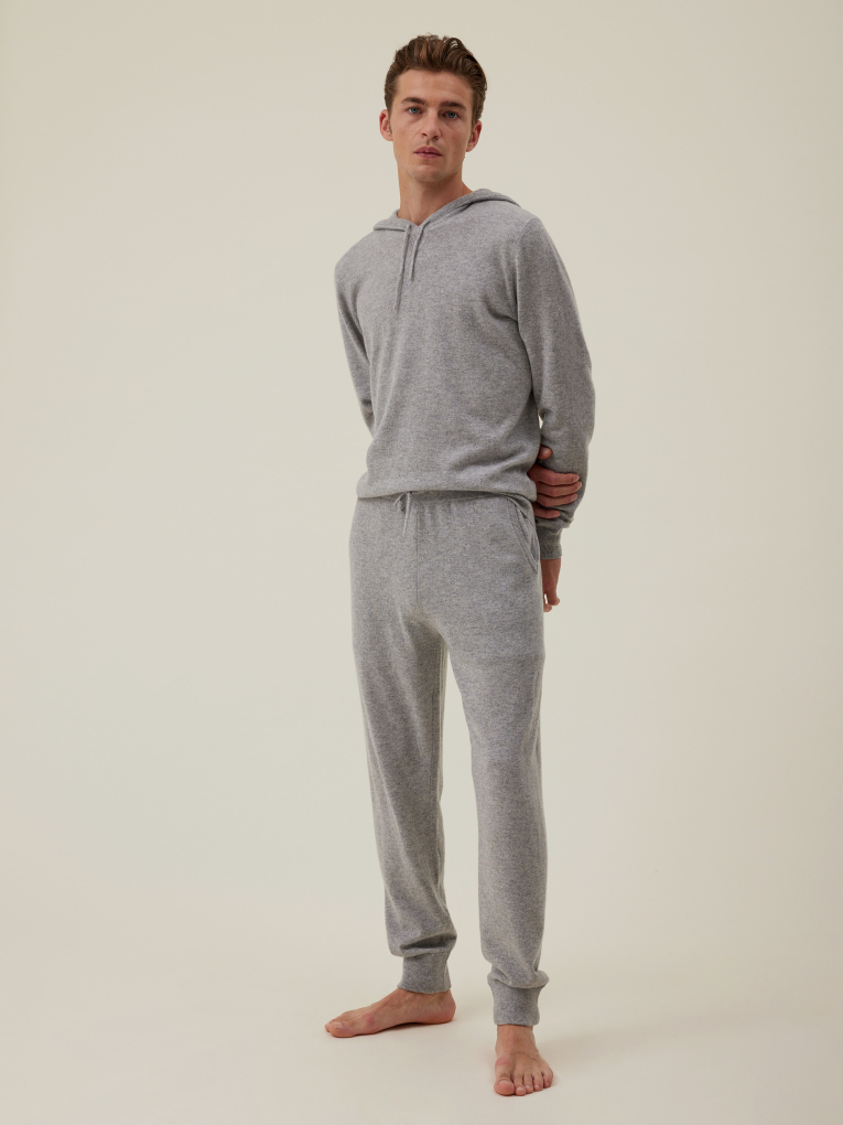 Khöv - Pantalon en cachemire gris perle à poches latérales pour homme