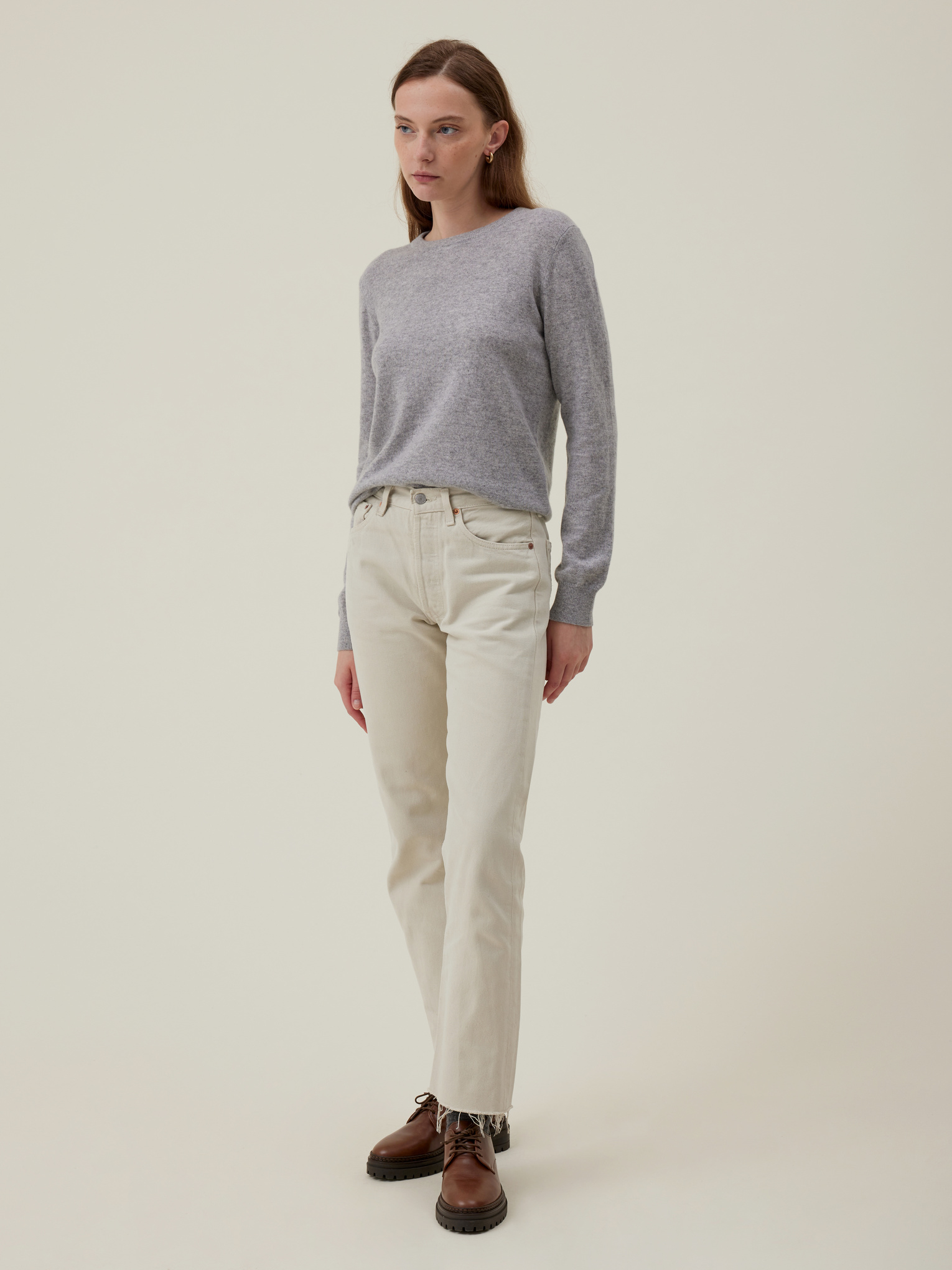Chandail col rond coton ouaté - Femme