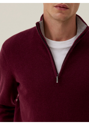 Pull homme col camionneur en laine et cachemire , bordeaux - RODIER